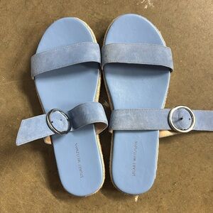 Stuart Weitzman Mykonos Two Strap Suede Blue Periwinkle Sandals Size 9